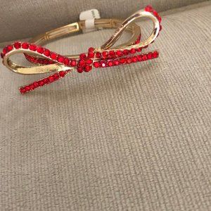 Red Rhinestone Bow Bracelet